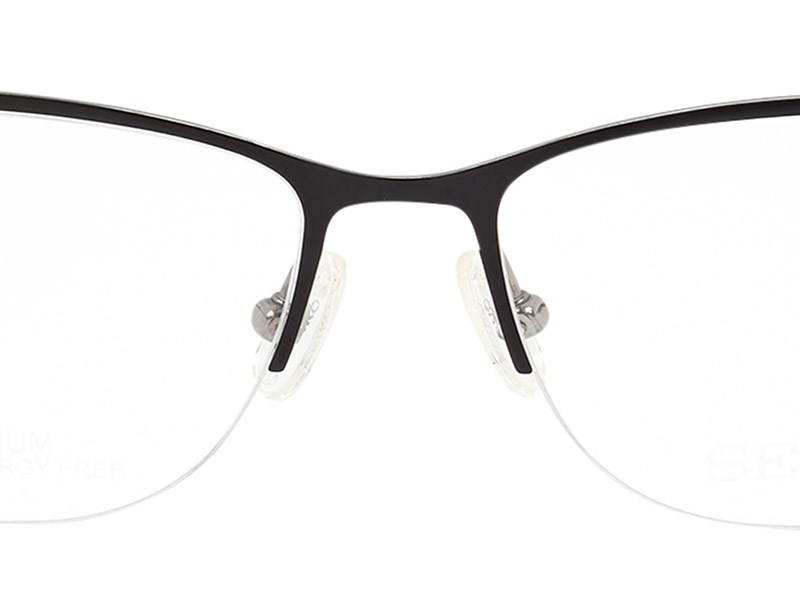 Close up image of nose pads on a pair of eye glasses