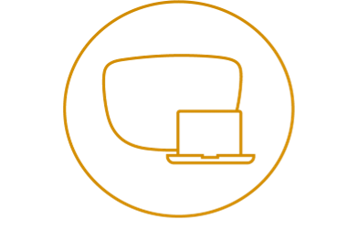 Gold circular icon of eyeglass lens