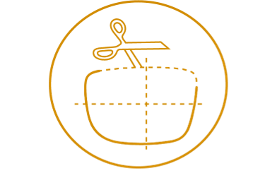 Gold circular icon of eyeglass lens