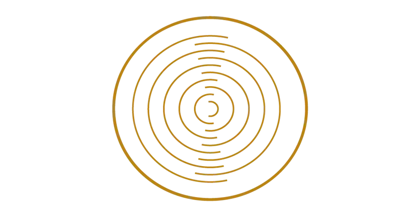 Gold circle icon for optimized synchronization