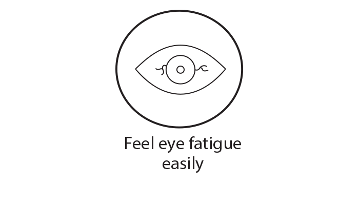 Black circle icon representing feeling eye fatigue