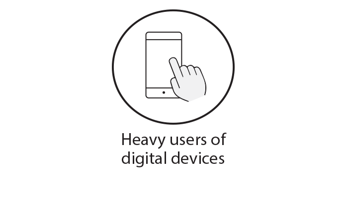 Black circle icon representing heavy digital device users