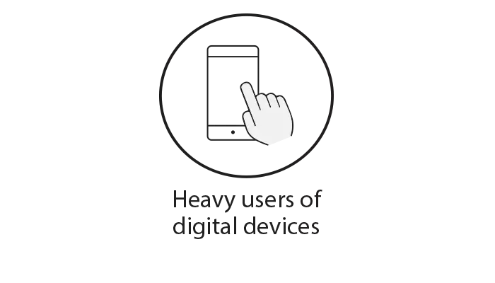 Black circle icon representing heavy digital device users