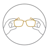 Black circle icon with outline of hands holding glasses